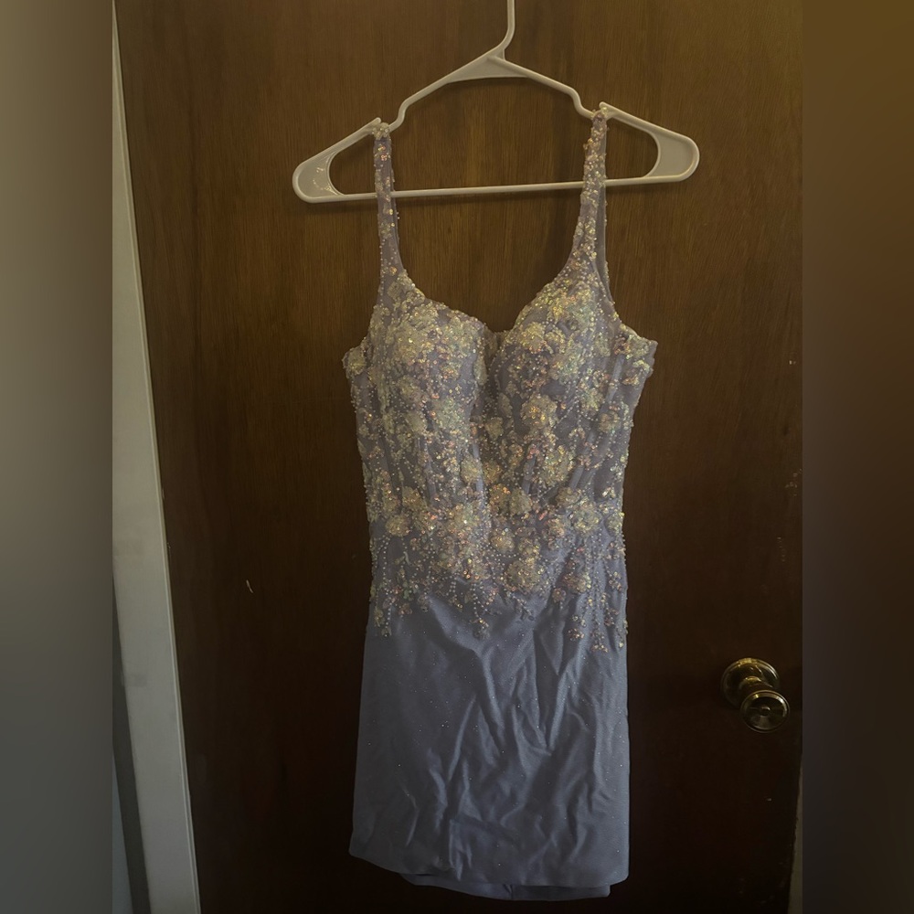 Lavender Beaded Dress with Lace-Up Back